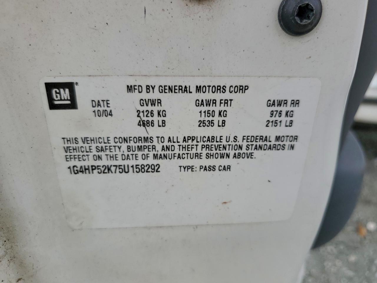 2005 Buick Lesabre Custom VIN: 1G4HP52K75U158292 Lot: 93273975