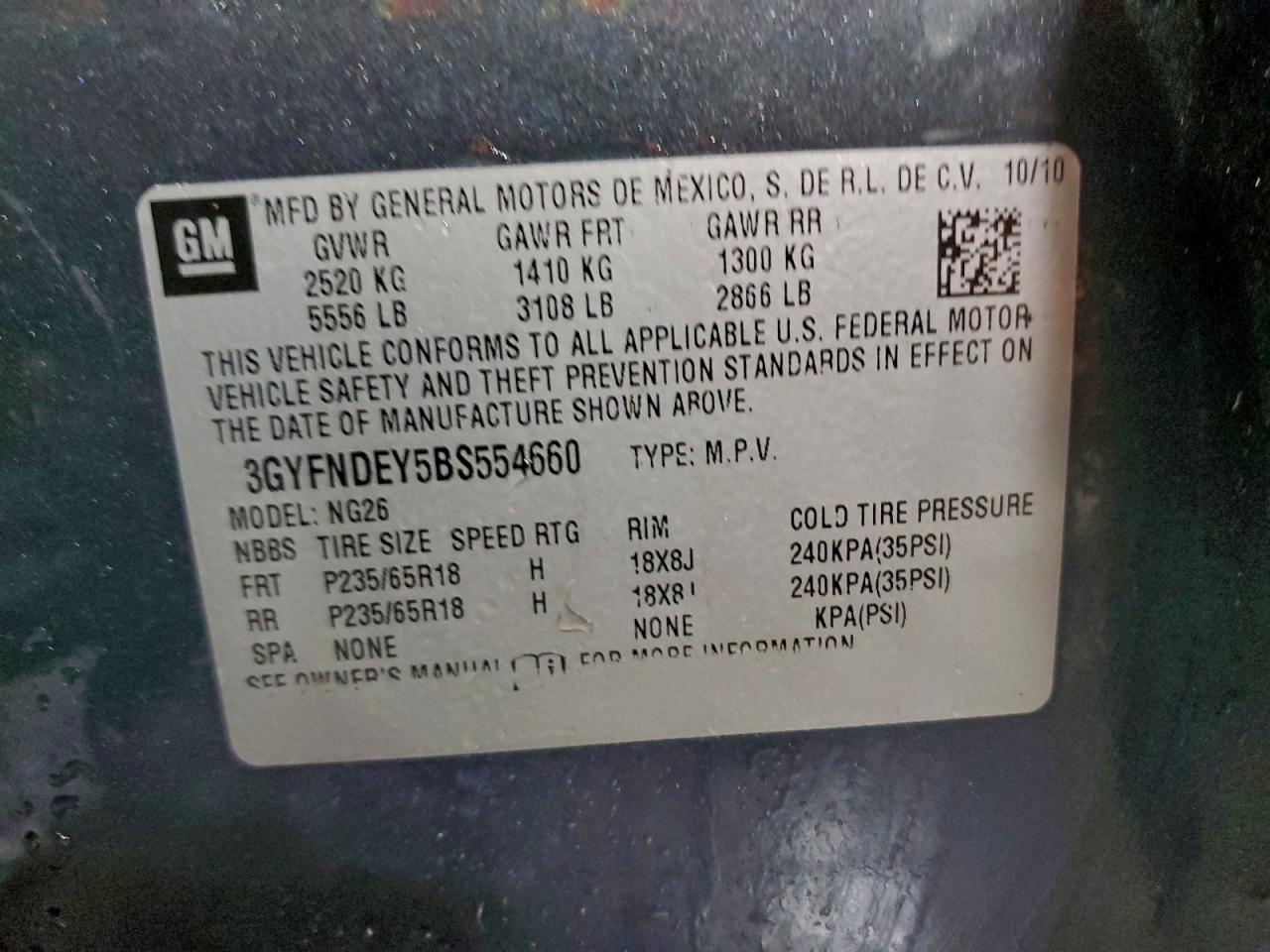 2011 Cadillac Srx Luxury Collection VIN: 3GYFNDEY5BS554660 Lot: 93305795