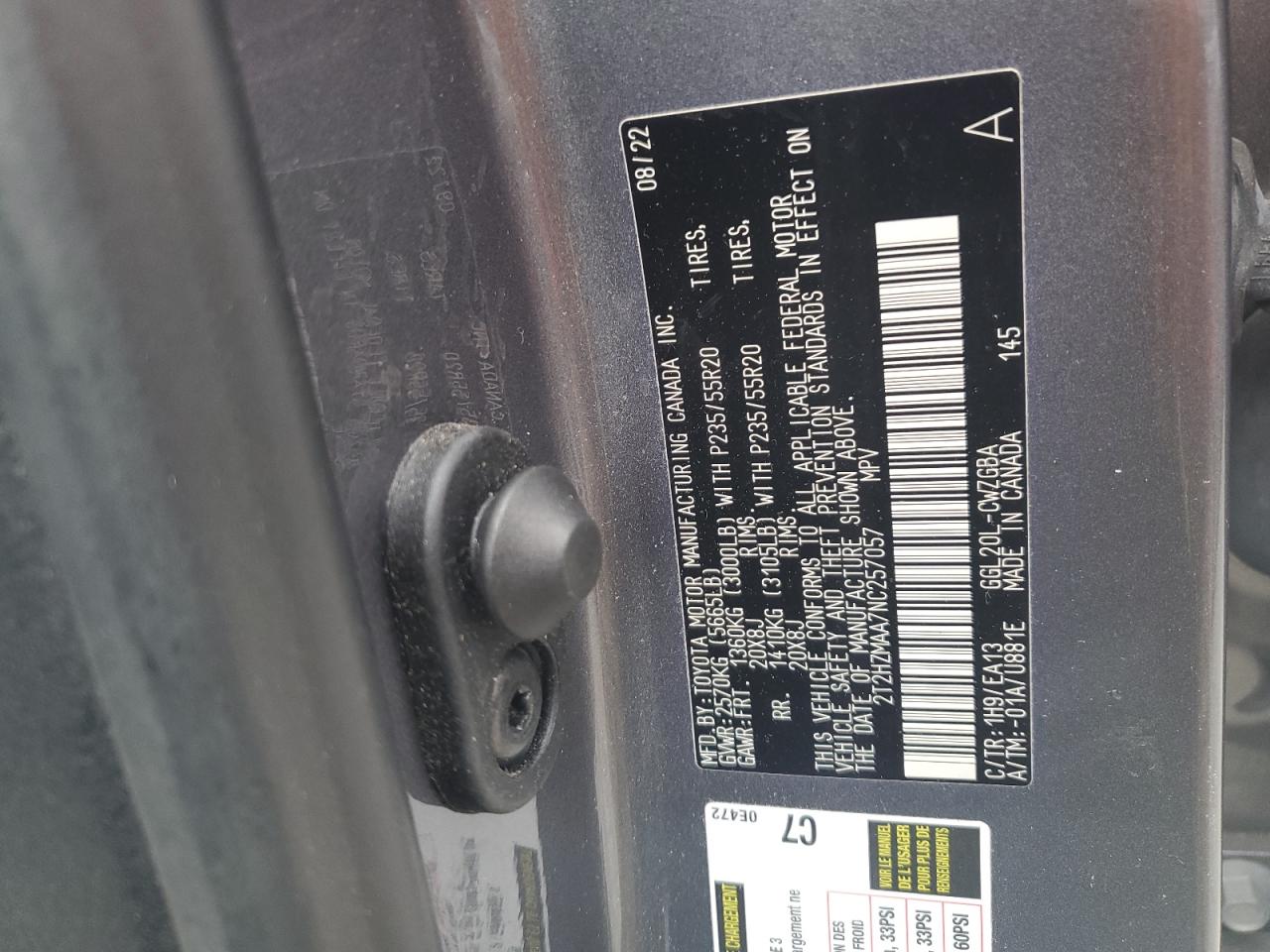 2022 Lexus Rx 350 VIN: 2T2HZMAA7NC257057 Lot: 91622855