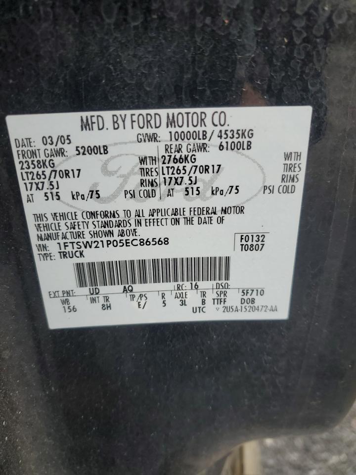 2005 Ford F250 Super Duty VIN: 1FTSW21P05EC86568 Lot: 93049695