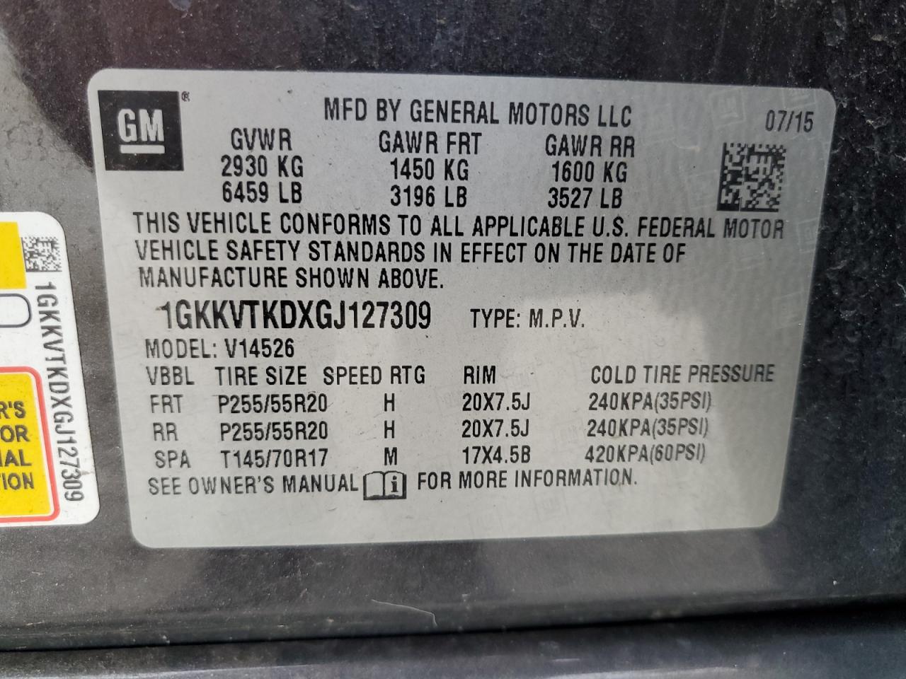 2016 GMC Acadia Denali VIN: 1GKKVTKDXGJ127309 Lot: 93199385