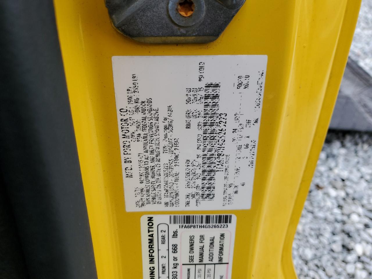 2016 Ford Mustang VIN: 1FA6P8TH4G5265223 Lot: 90639755