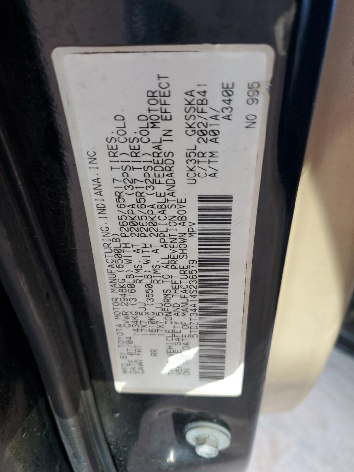 2004 Toyota Sequoia Sr5 VIN: 5TDZT34A14S236579 Lot: 91339535