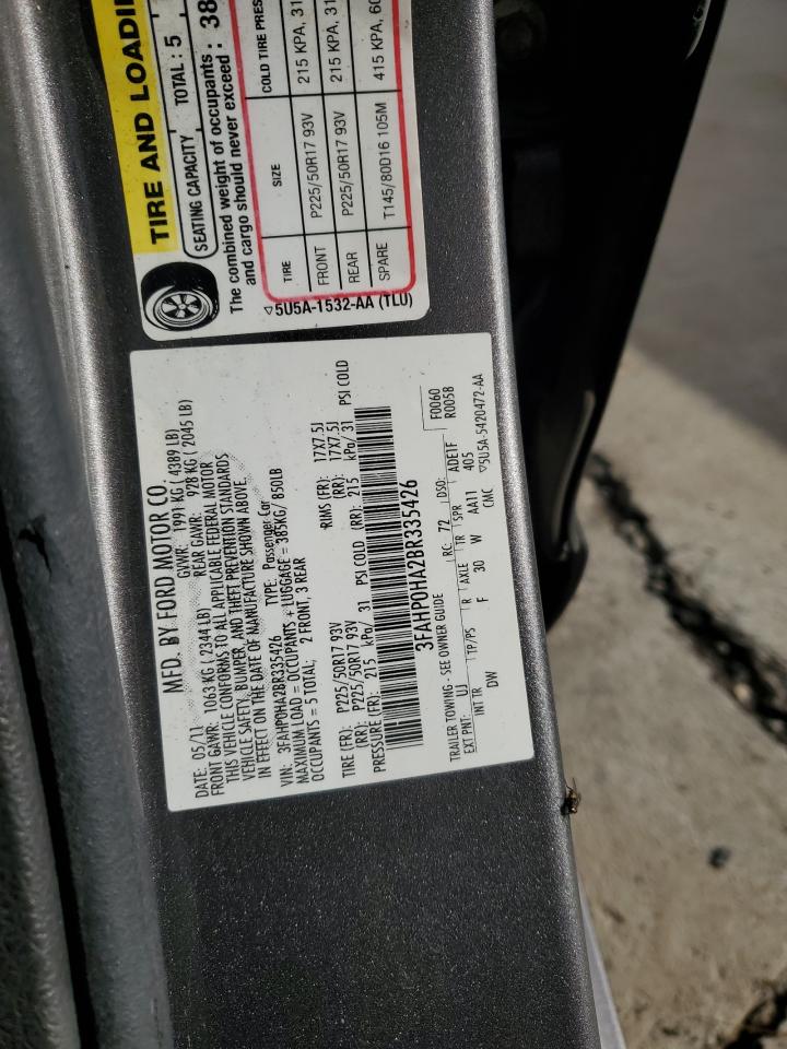 2011 Ford Fusion Se VIN: 3FAHP0HA2BR335426 Lot: 90439365