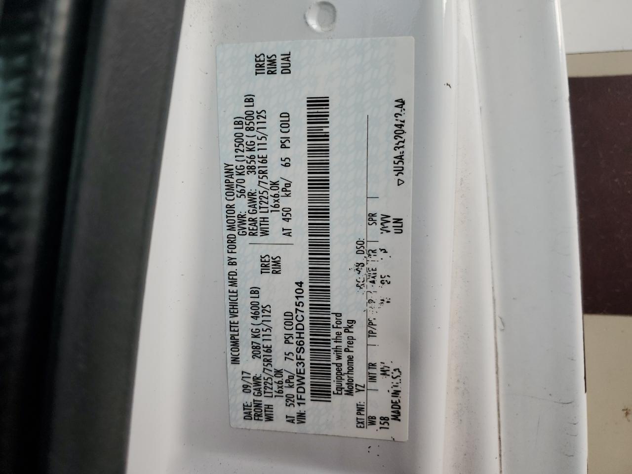 2018 Thormcoach Quantmrs26 - Rv VIN: 1FDWE3FS6HDC75104 Lot: 87306025