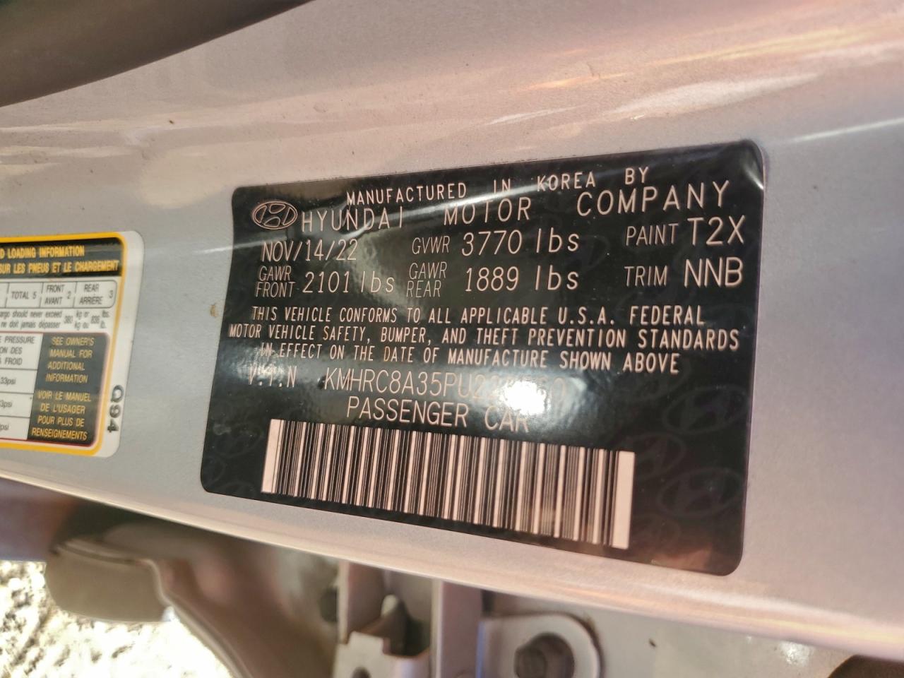 2023 Hyundai Venue Sel VIN: KMHRC8A35PU223560 Lot: 93419075