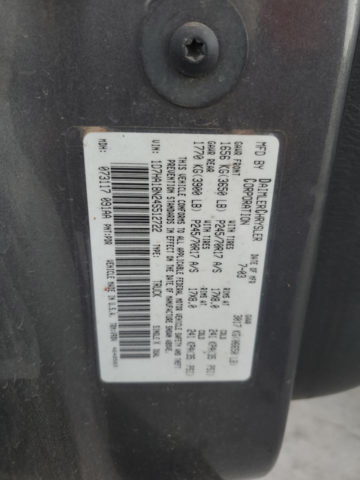 2004 Dodge Ram 1500 St VIN: 1D7HA18N24S512722 Lot: 93488105