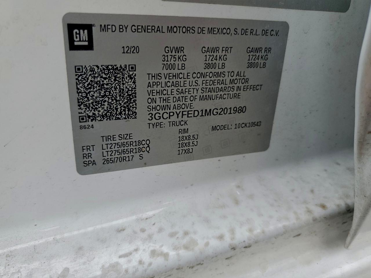 2021 Chevrolet Silverado K1500 Lt Trail Boss VIN: 3GCPYFED1MG201980 Lot: 93709375