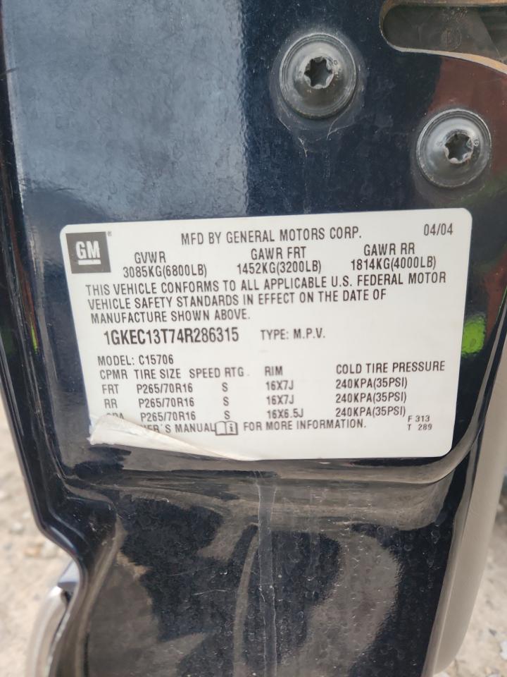 2004 GMC Yukon VIN: 1GKEC13T74R286315 Lot: 93218625