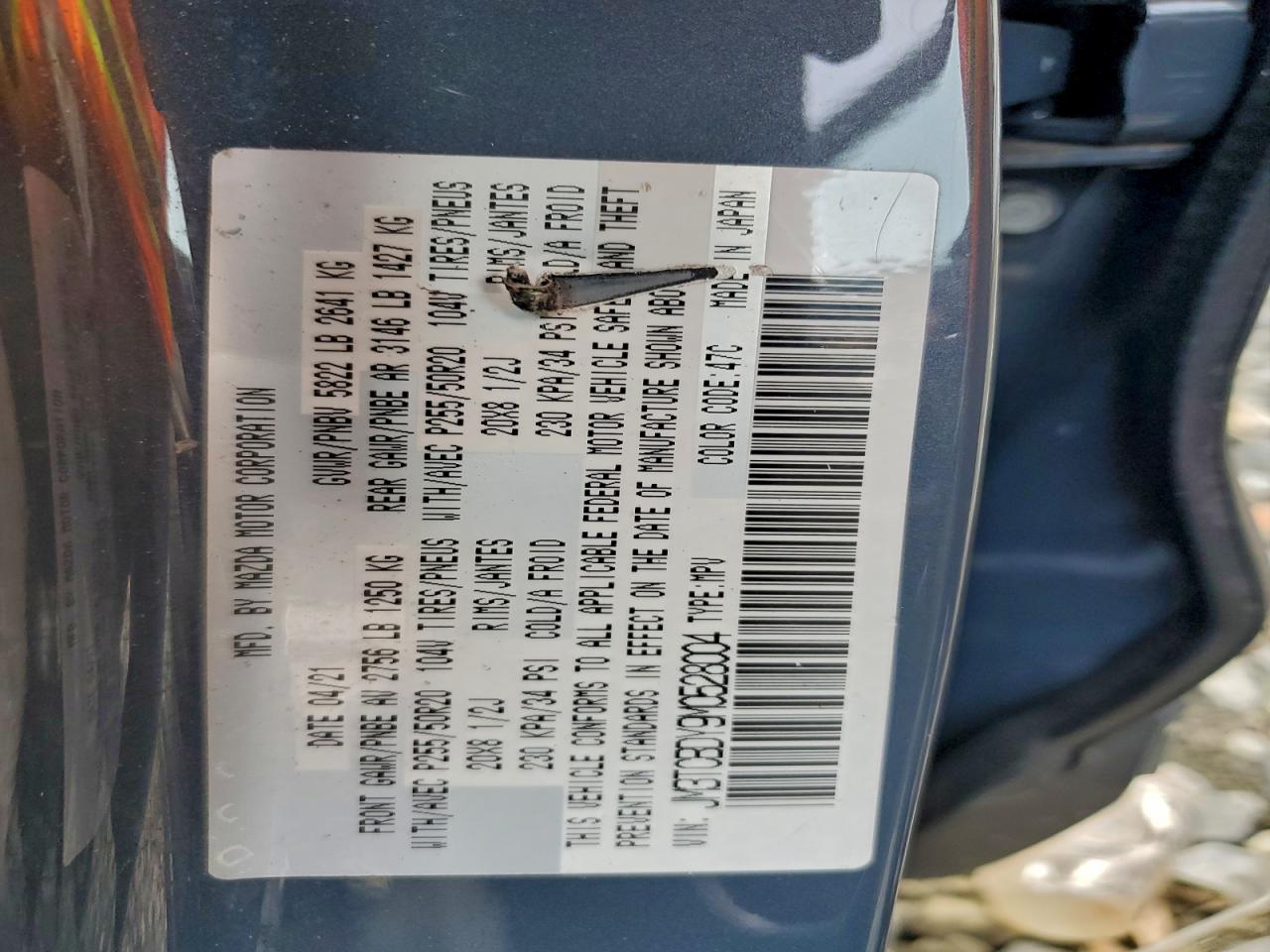 2021 Mazda Cx-9 Grand Touring VIN: JM3TCBDY9M0528004 Lot: 94241545