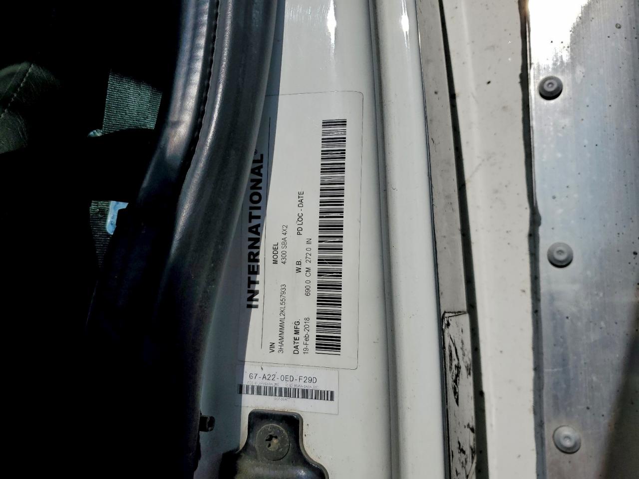 2019 International 4000 4300 VIN: 3HAMMMML2KL557933 Lot: 93634755