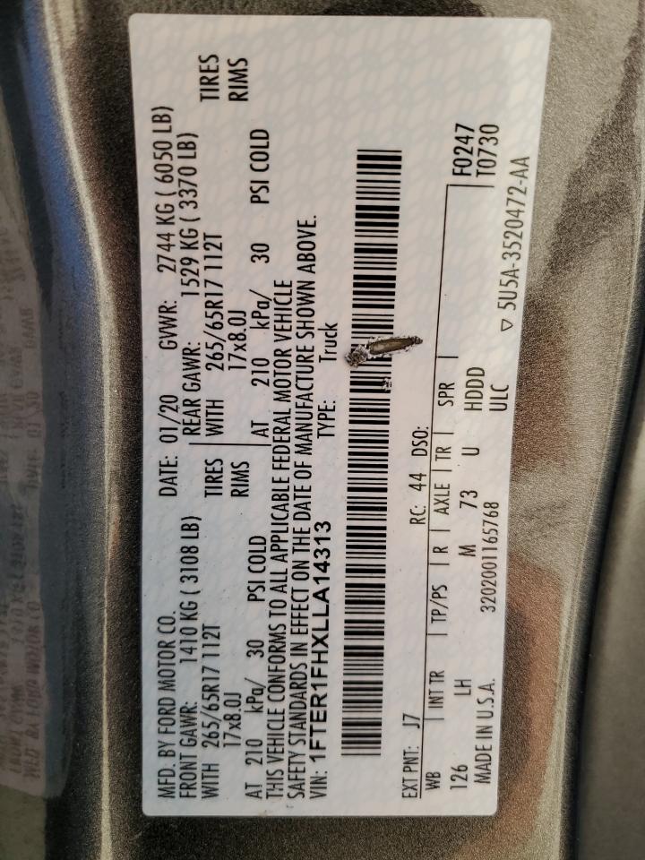 2020 Ford Ranger Xl VIN: 1FTER1FHXLLA14313 Lot: 93436185