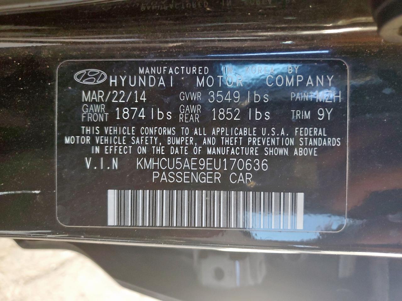 2014 Hyundai Accent Gls VIN: KMHCU5AE9EU170636 Lot: 91823995