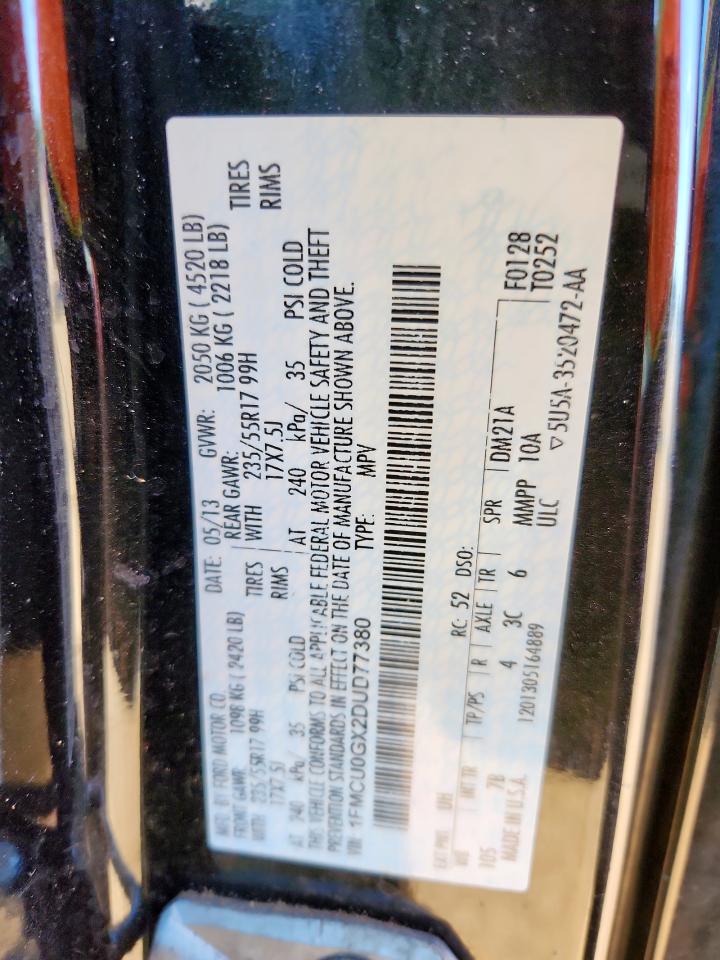 2013 Ford Escape Se VIN: 1FMCU0GX2DUD77380 Lot: 91798095