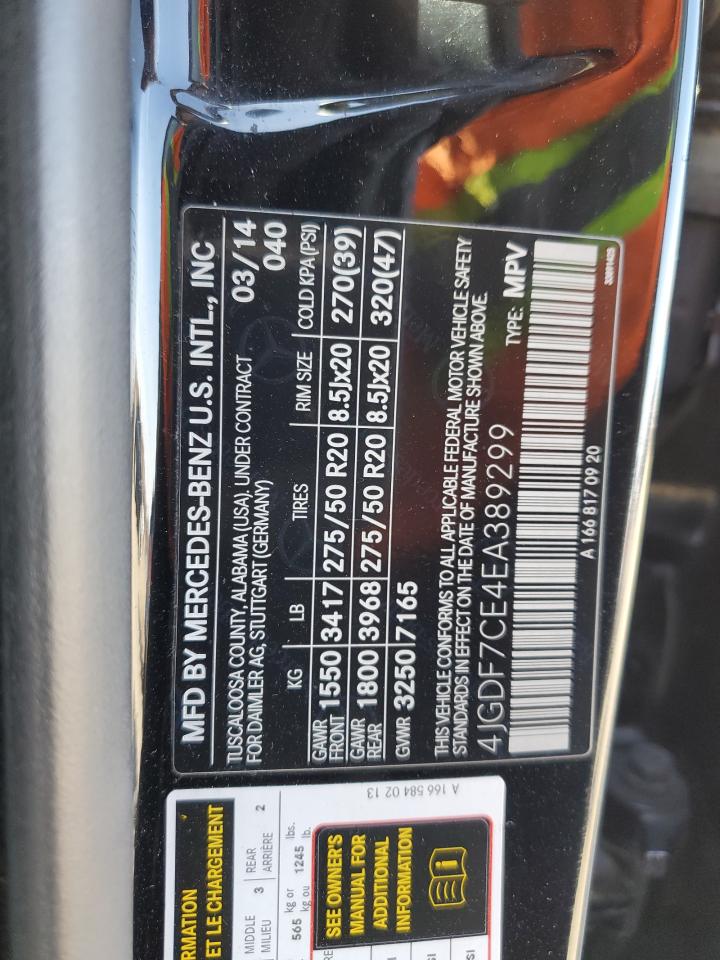 2014 Mercedes-Benz Gl 450 4Matic VIN: 4JGDF7CE4EA389299 Lot: 90535795