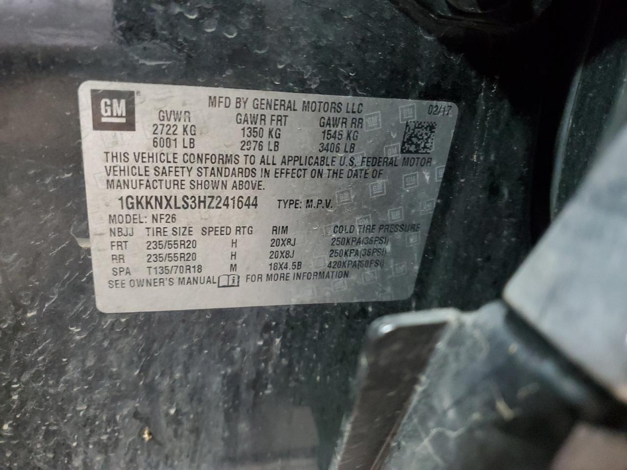 2017 GMC Acadia Denali VIN: 1GKKNXLS3HZ241644 Lot: 93084475