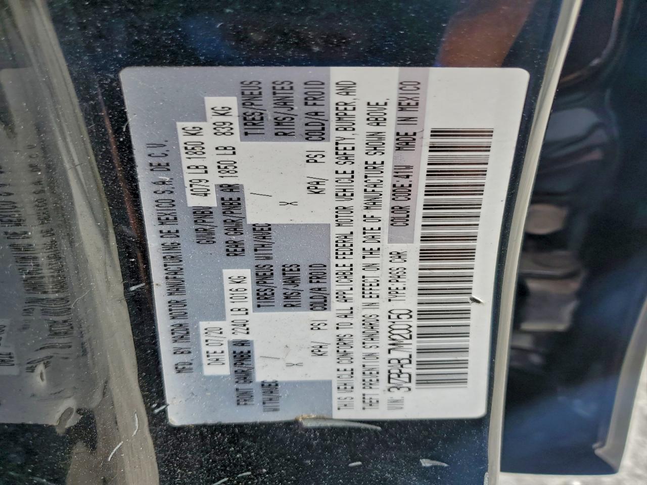 2021 Mazda 3 Select VIN: 3MZBPABL7MM200150 Lot: 93966895