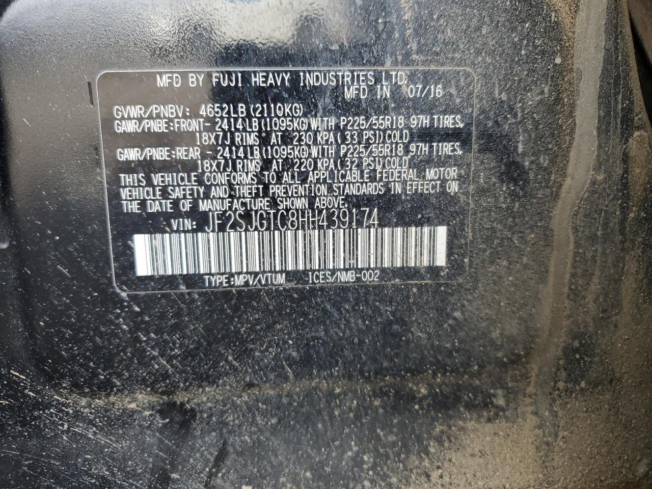 2017 Subaru Forester 2.0Xt Touring VIN: JF2SJGTC8HH439174 Lot: 91722615