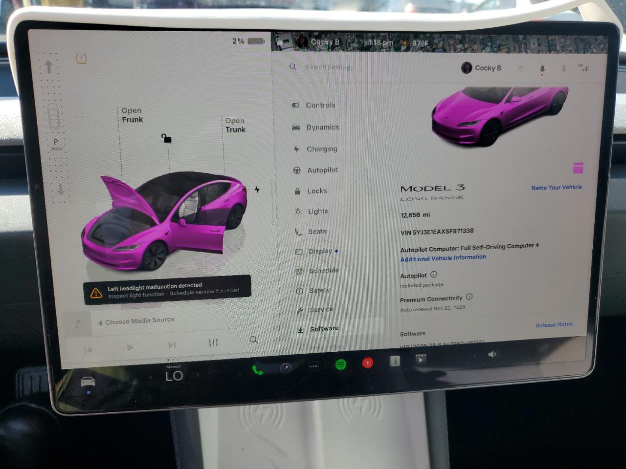 2025 Tesla Model 3 VIN: 5YJ3E1EAXSF971338 Lot: 91927695