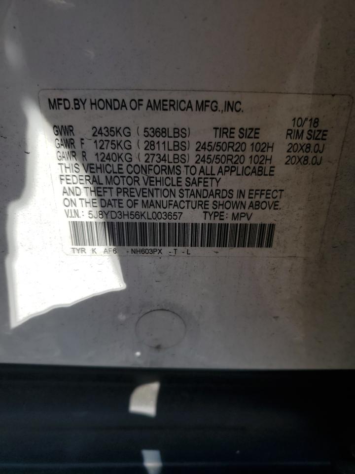 2019 Acura Mdx Technology VIN: 5J8YD3H56KL003657 Lot: 82651855