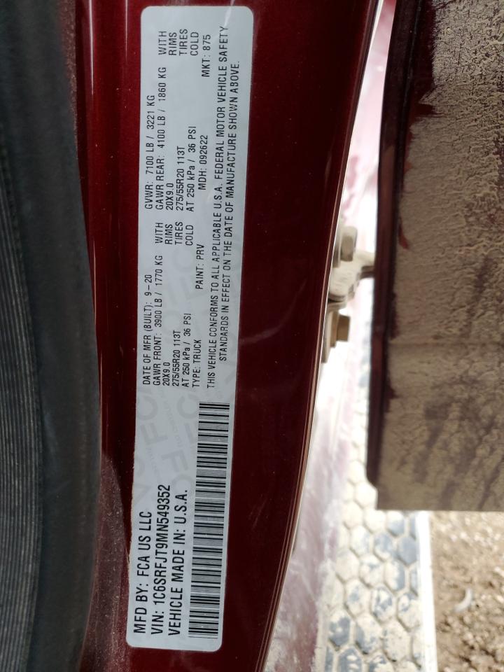 2021 Ram 1500 Laramie VIN: 1C6SRFJT9MN549352 Lot: 93326085