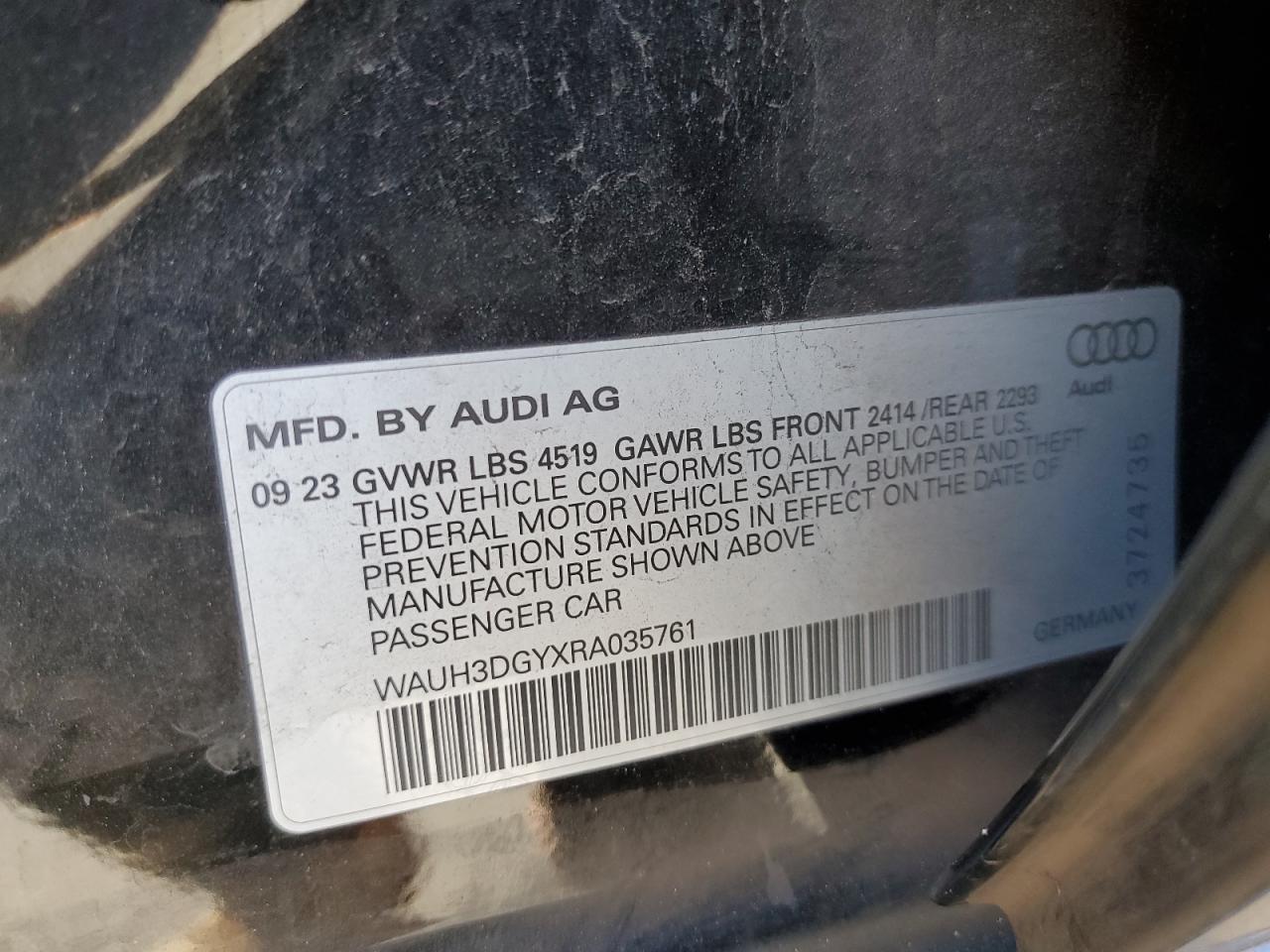 2024 Audi S3 Premium Plus VIN: WAUH3DGYXRA035761 Lot: 91504215