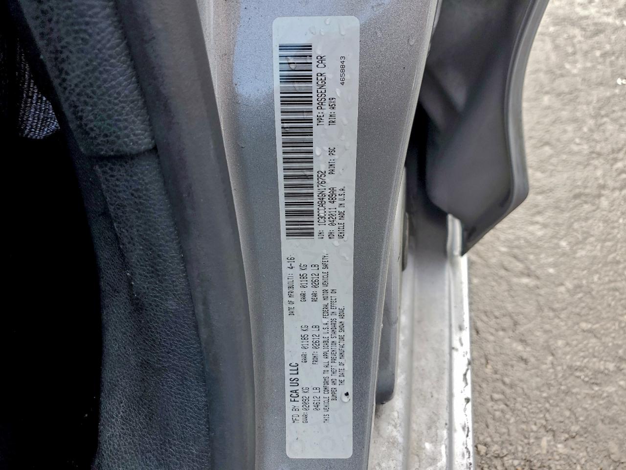 2016 Chrysler 200 Limited VIN: 1C3CCCAB4GN176752 Lot: 93684175