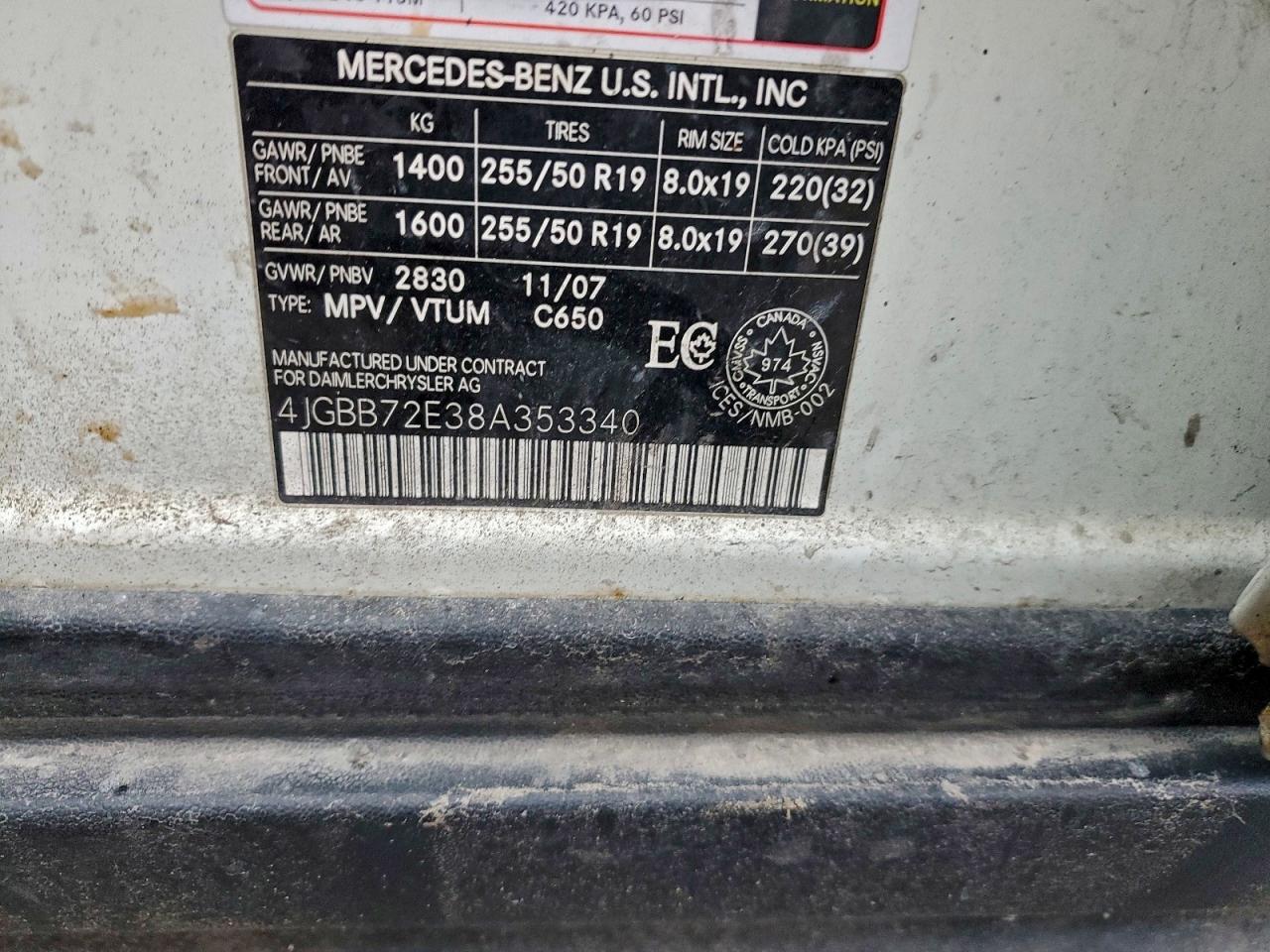 2008 Mercedes-Benz Ml 550 VIN: 4JGBB72E38A353340 Lot: 94391085