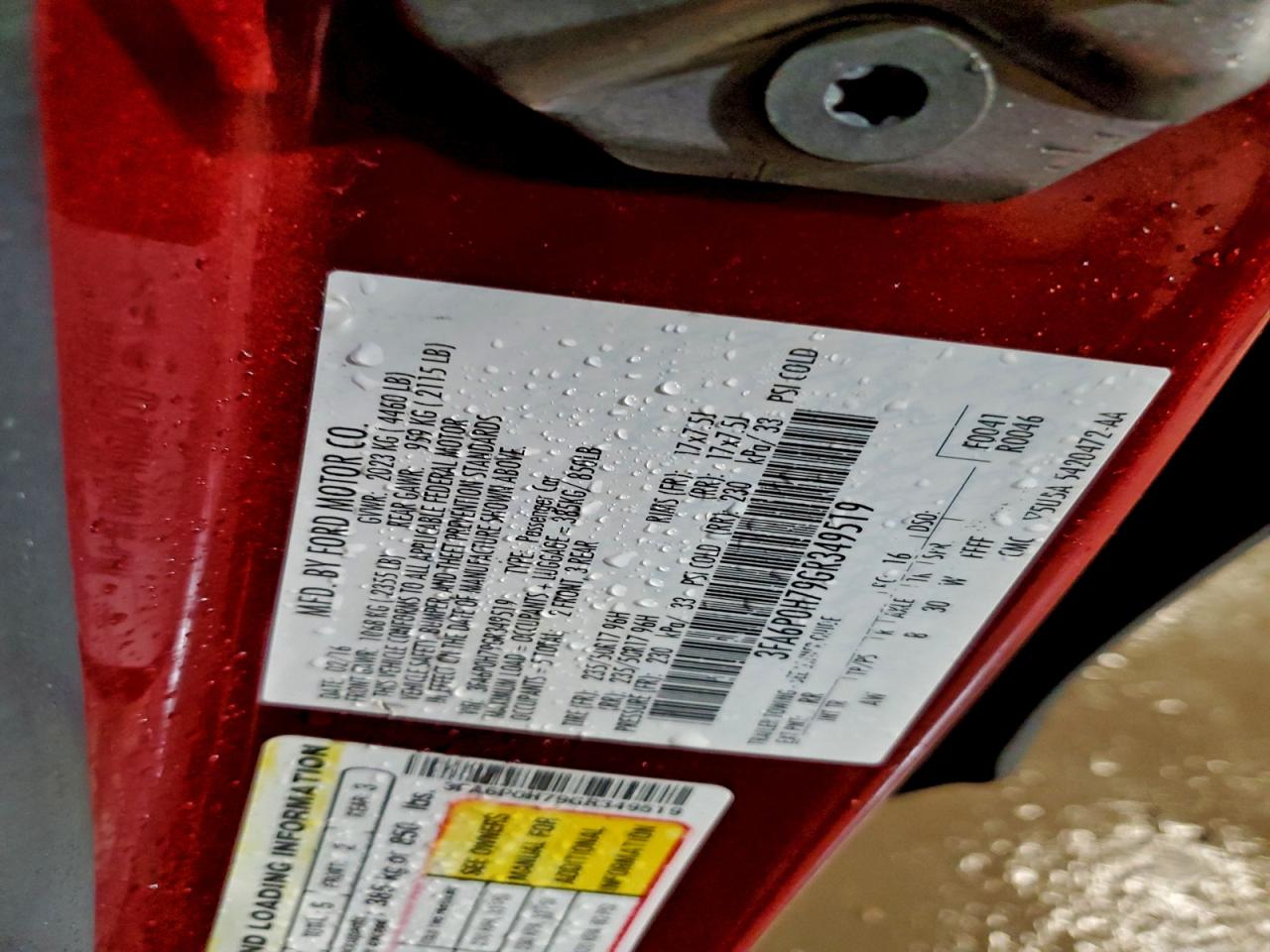 2016 Ford Fusion Se VIN: 3FA6P0H79GR349519 Lot: 94170985