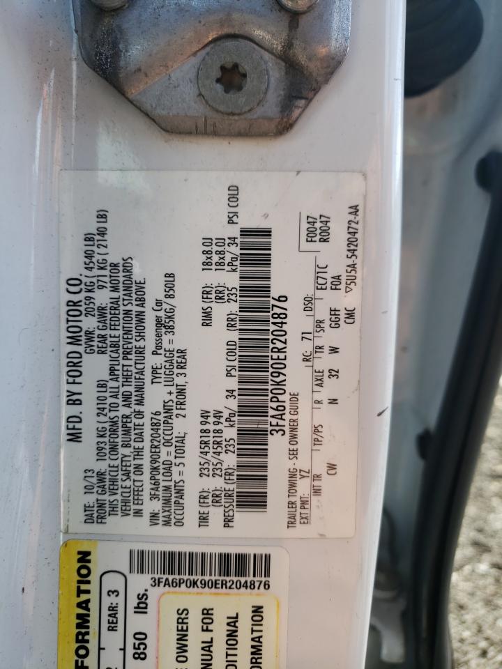 2014 Ford Fusion Titanium VIN: 3FA6P0K90ER204876 Lot: 93508615