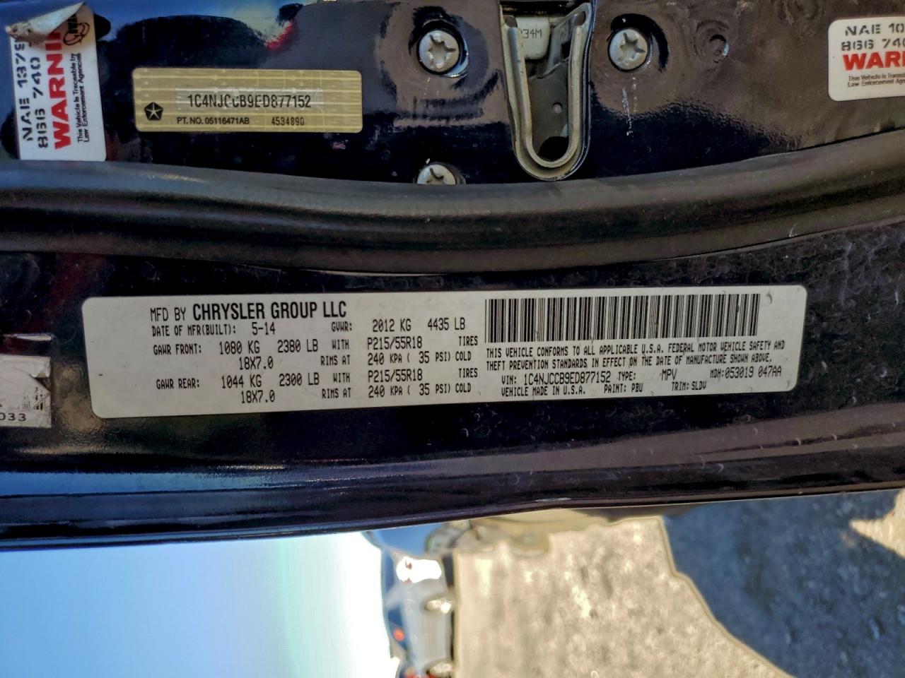 2014 Jeep Compass Limited VIN: 1C4NJCCB9ED877152 Lot: 94217275