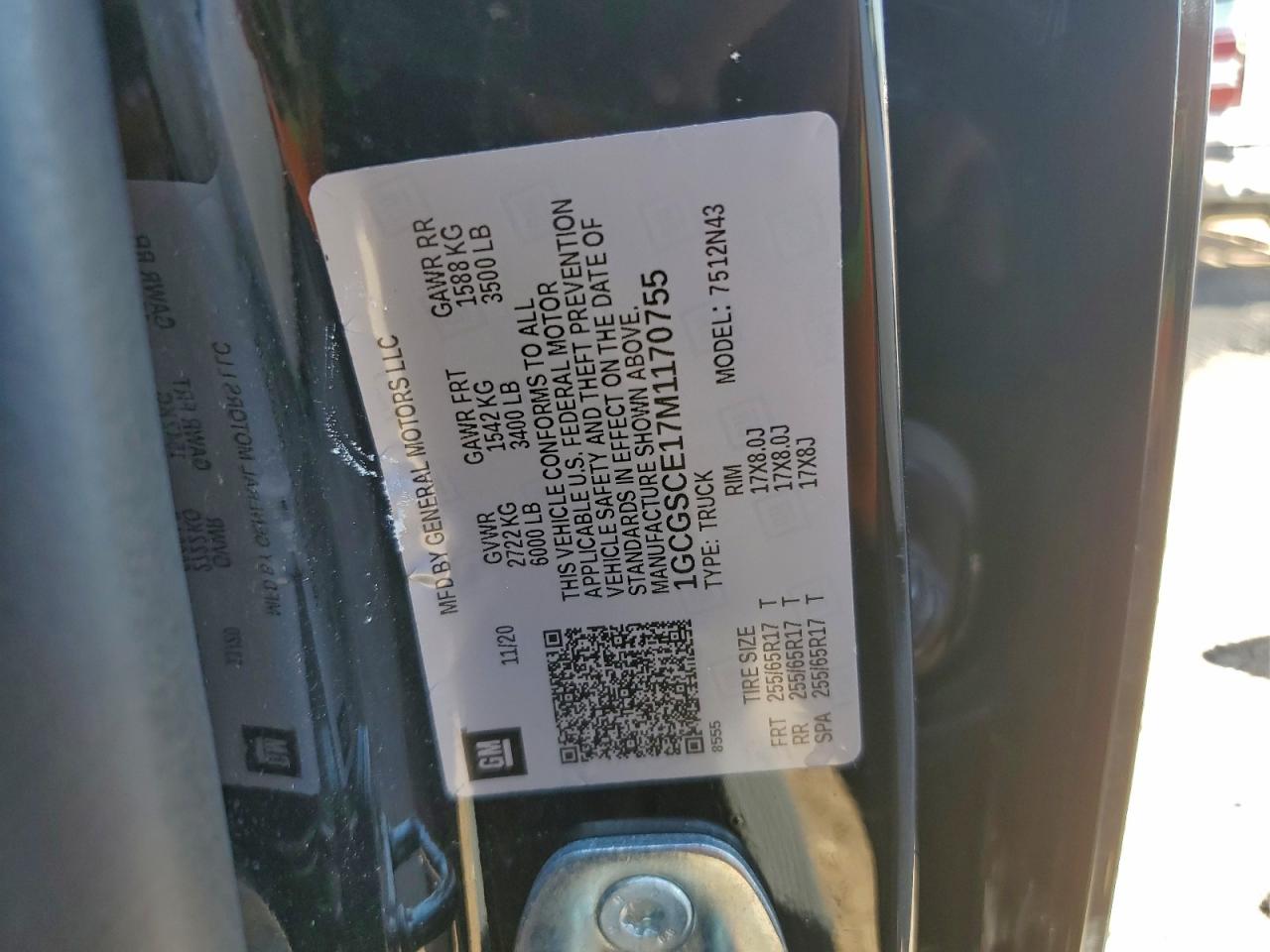 2021 Chevrolet Colorado Lt VIN: 1GCGSCE17M1170755 Lot: 93151535