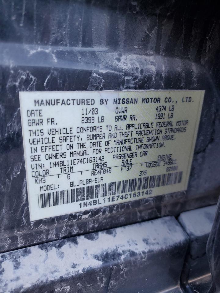 2004 Nissan Altima Se VIN: 1N4BL11E74C163142 Lot: 92810335