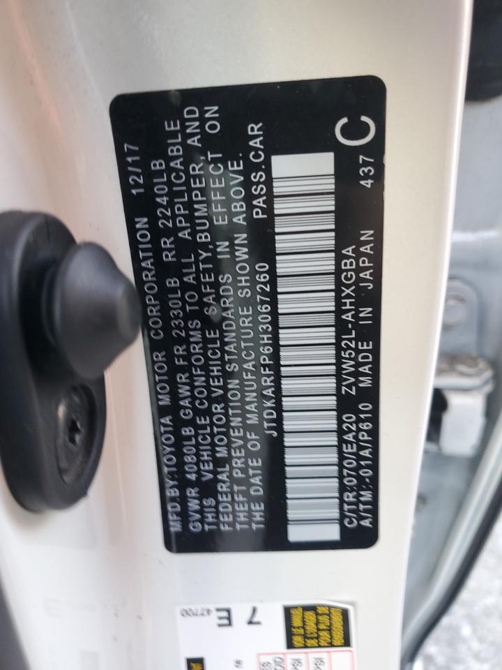 2017 Toyota Prius Prime VIN: JTDKARFP6H3067260 Lot: 93350675