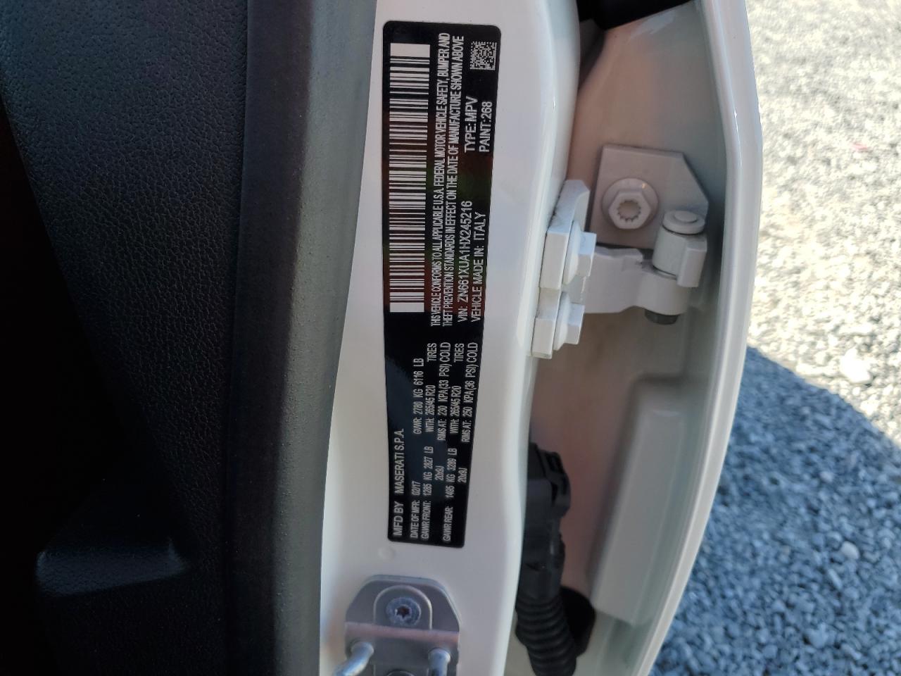 2017 Maserati Levante VIN: ZN661XUA1HX245216 Lot: 92830045