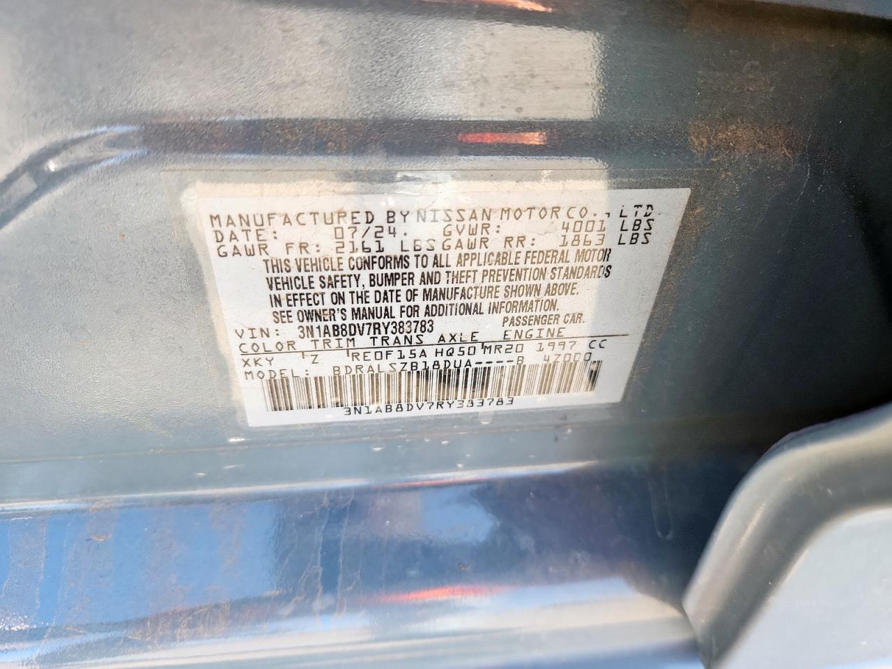 2024 Nissan Sentra Sr VIN: 3N1AB8DV7RY383783 Lot: 96205465