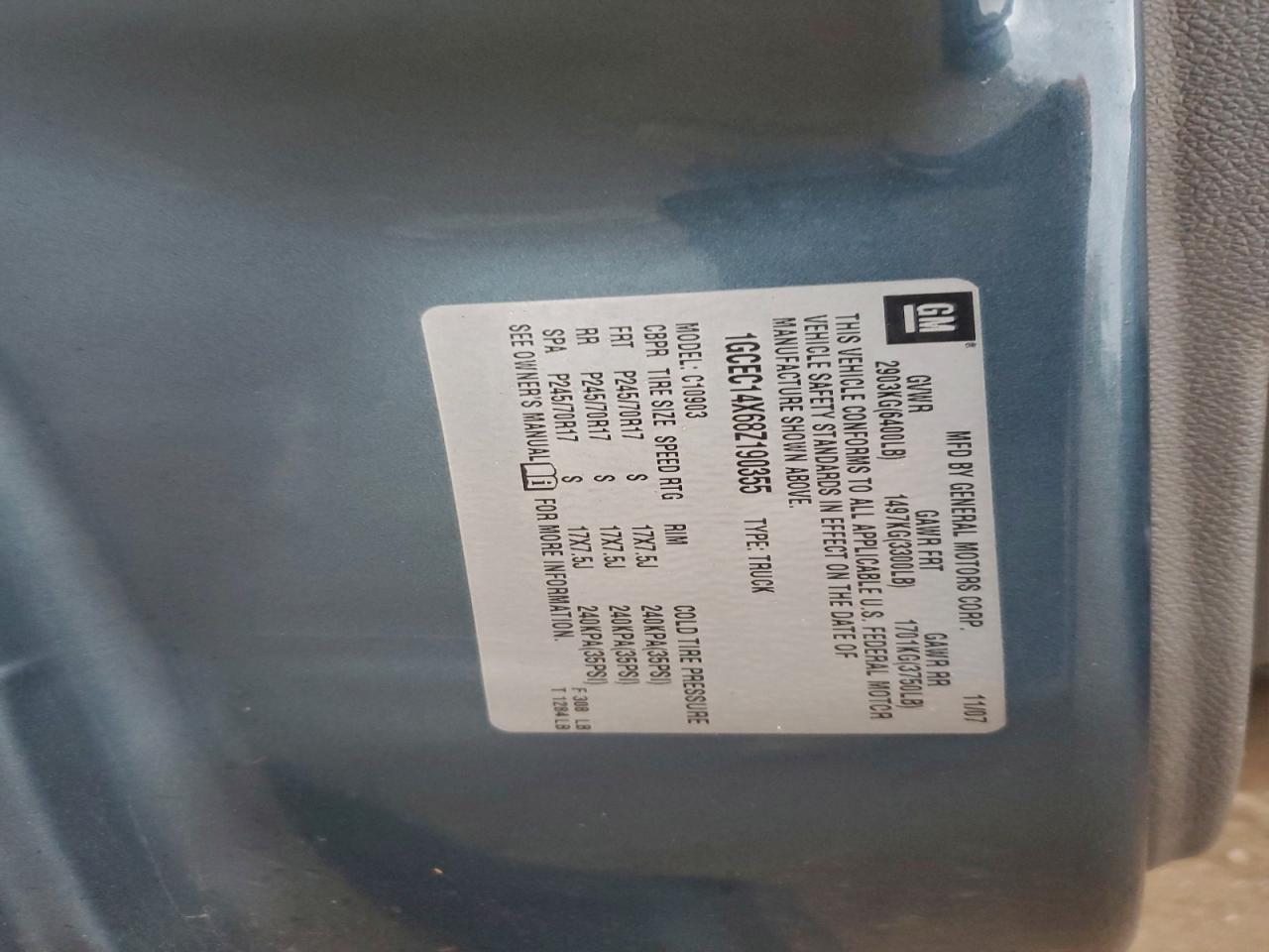 2008 Chevrolet Silverado C1500 VIN: 1GCEC14X68Z190355 Lot: 94166575