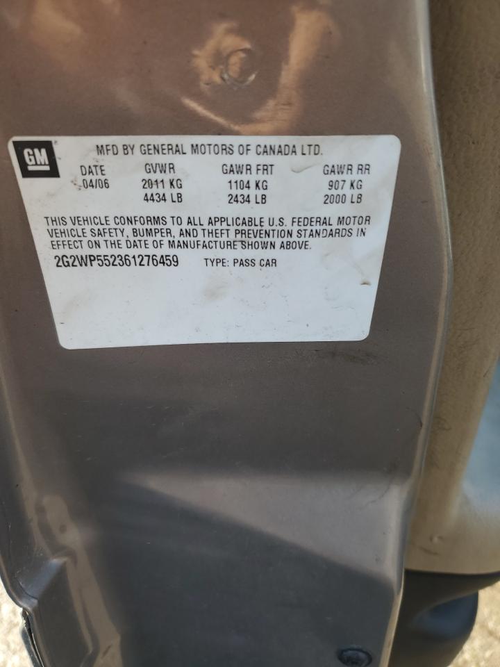 2006 Pontiac Grand Prix VIN: 2G2WP552361276459 Lot: 93108265