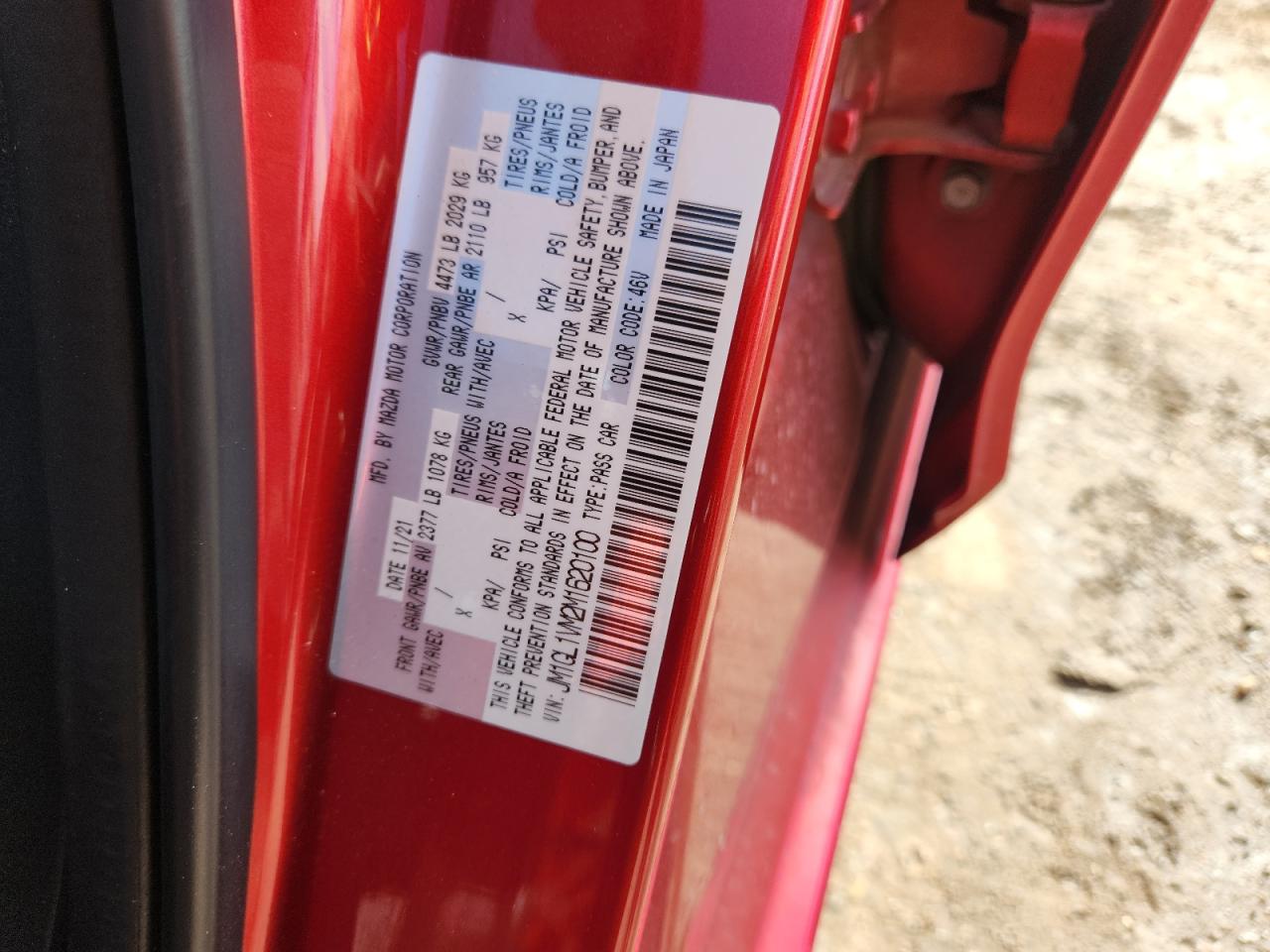 2021 Mazda 6 Touring VIN: JM1GL1VM2M1620100 Lot: 92417595