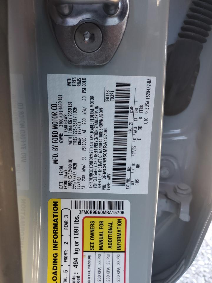 2021 Ford Bronco Sport Big Bend VIN: 3FMCR9B60MRA15706 Lot: 92687235