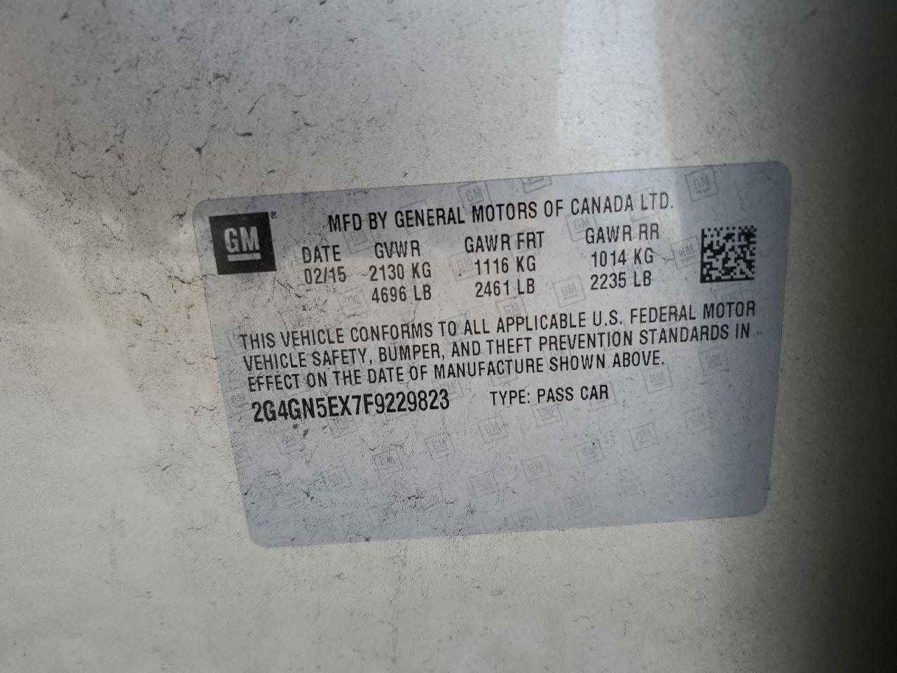 2015 Buick Regal Premium VIN: 2G4GN5EX7F9229823 Lot: 93605145