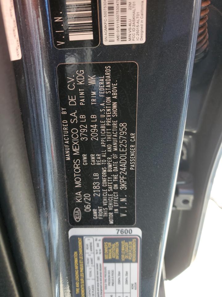 2020 Kia Forte Fe VIN: 3KPF24AD0LE257958 Lot: 92387845