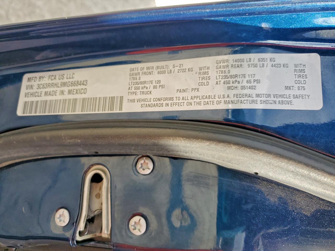 2021 Ram 3500 Big Horn VIN: 3C63RRHL9MG668443 Lot: 94401945
