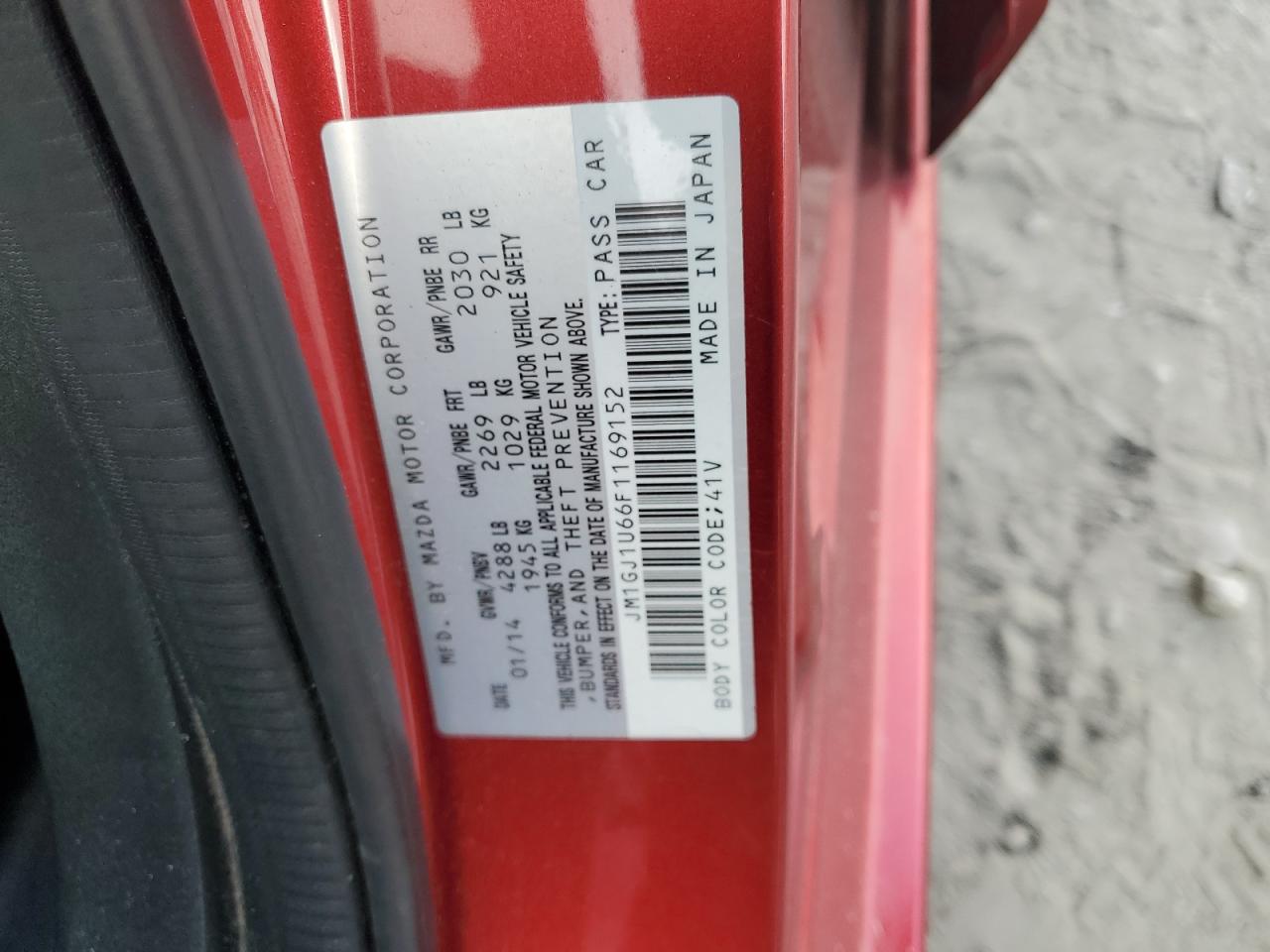 2015 Mazda 6 Sport VIN: JM1GJ1U66F1169152 Lot: 91992315