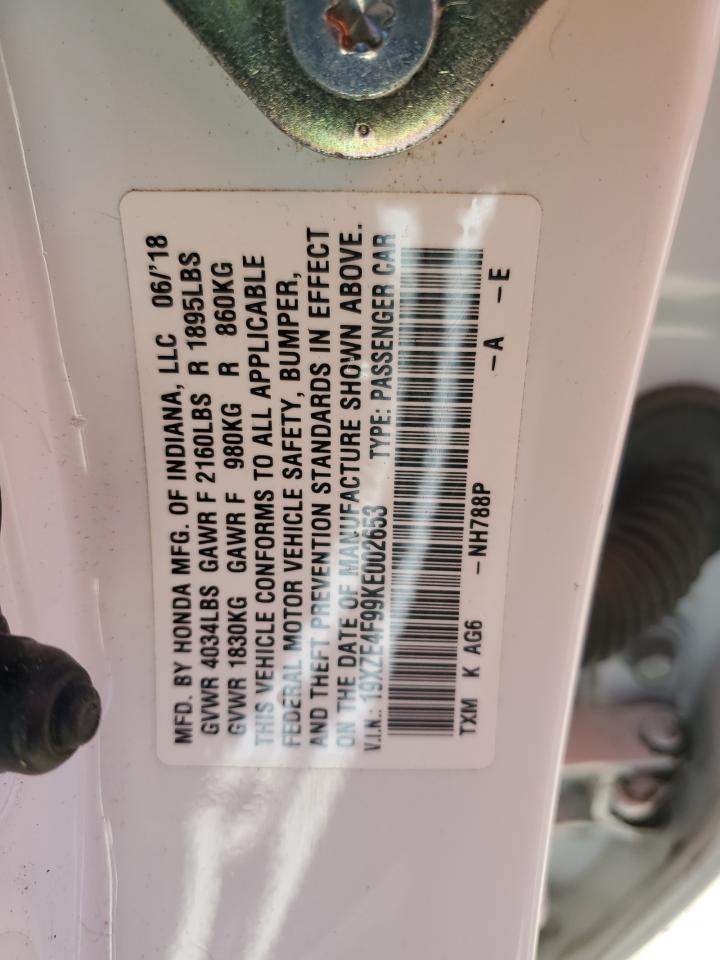 2019 Honda Insight Touring VIN: 19XZE4F99KE002653 Lot: 91102555