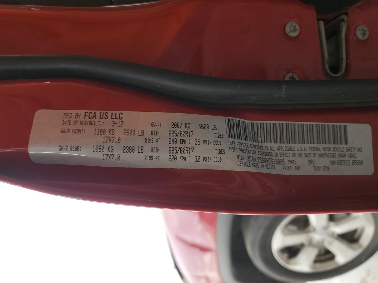 2017 Jeep Compass Latitude VIN: 3C4NJDBB6HT616809 Lot: 91229525