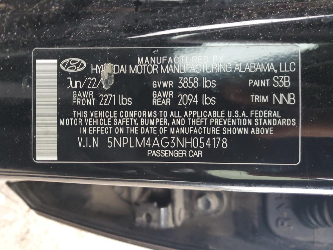 2022 Hyundai Elantra Sel VIN: 5NPLM4AG3NH054178 Lot: 92271945
