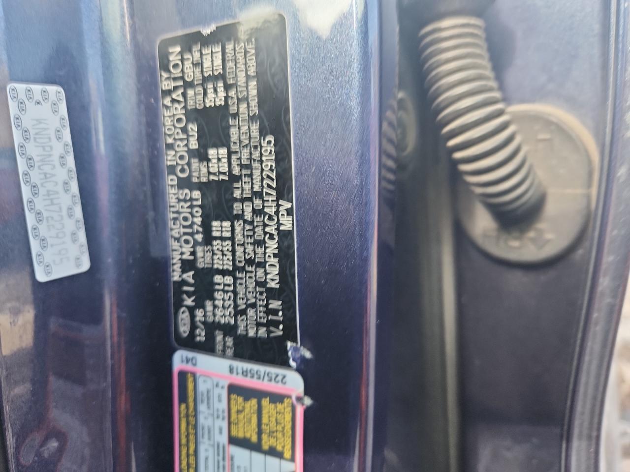 2017 Kia Sportage Ex VIN: KNDPNCAC4H7229195 Lot: 93004595