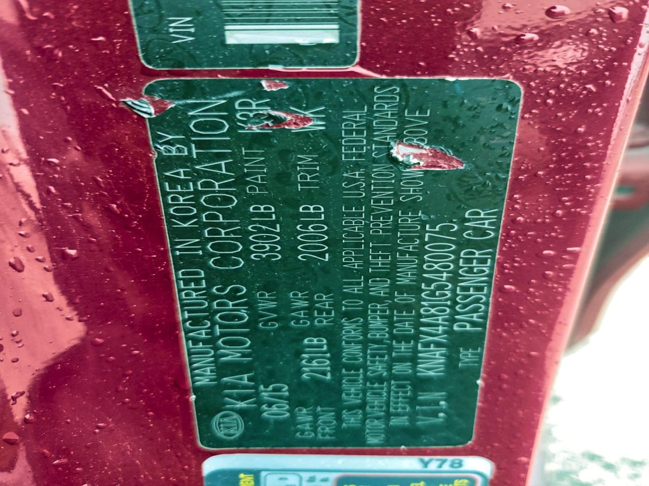 2016 Kia Forte Ex VIN: KNAFX4A81G5480075 Lot: 93965925