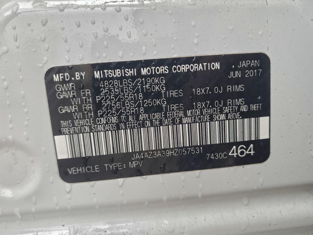 2017 Mitsubishi Outlander Se VIN: JA4AZ3A39HZ057531 Lot: 94257595